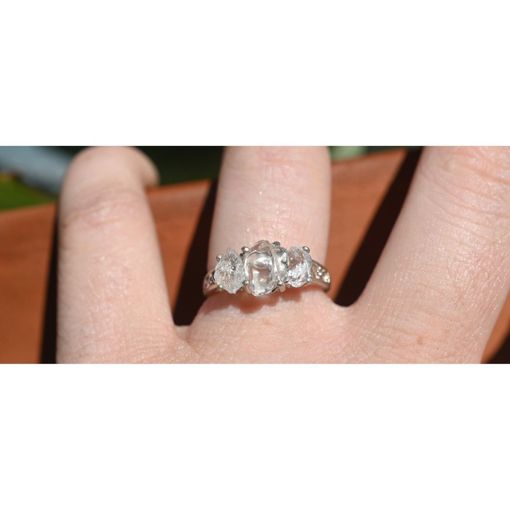 Alternative diamond engagement ring raw stone jewelry anniversary gift sterling